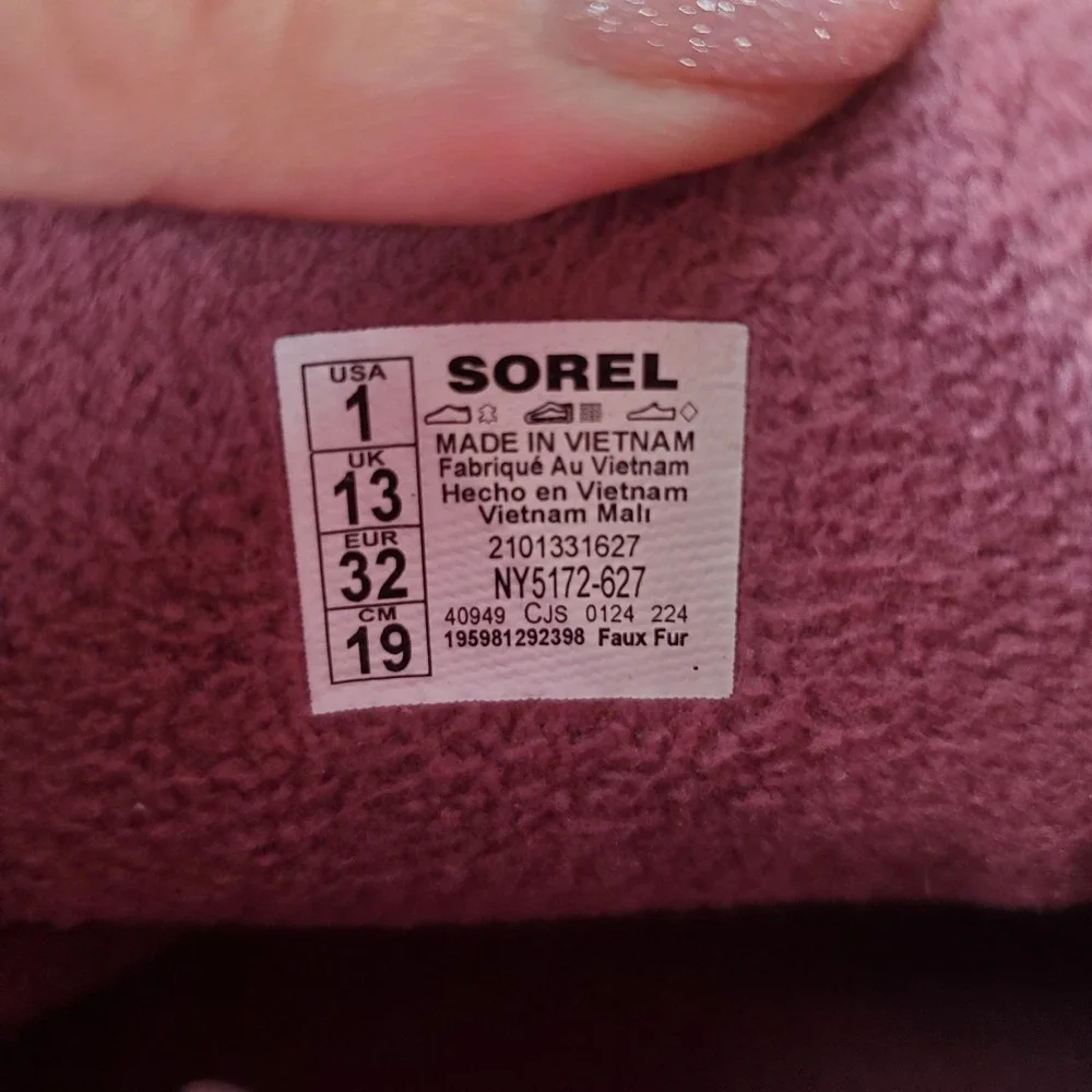 Sorel Explorer III Kids Boots Sz 1 Dazed Mauve Bleached Ceramic WP Slip On